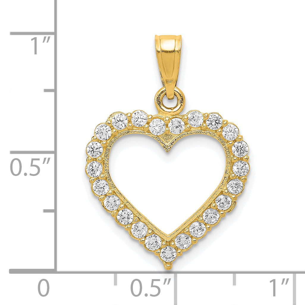 10K Yellow Gold Cz Heart Pendant