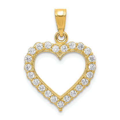 10K Yellow Gold Cz Heart Pendant