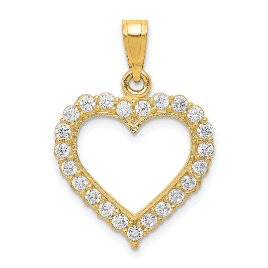 10K Yellow Gold Cz Heart Pendant