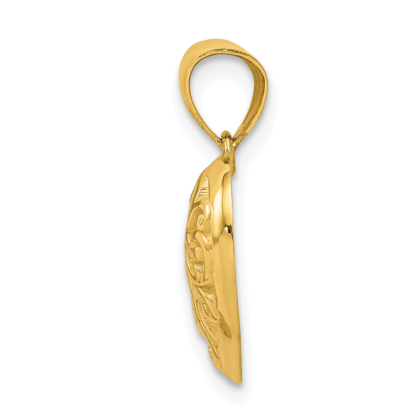 10K Yellow Gold Diamond-Cut Heart Charm