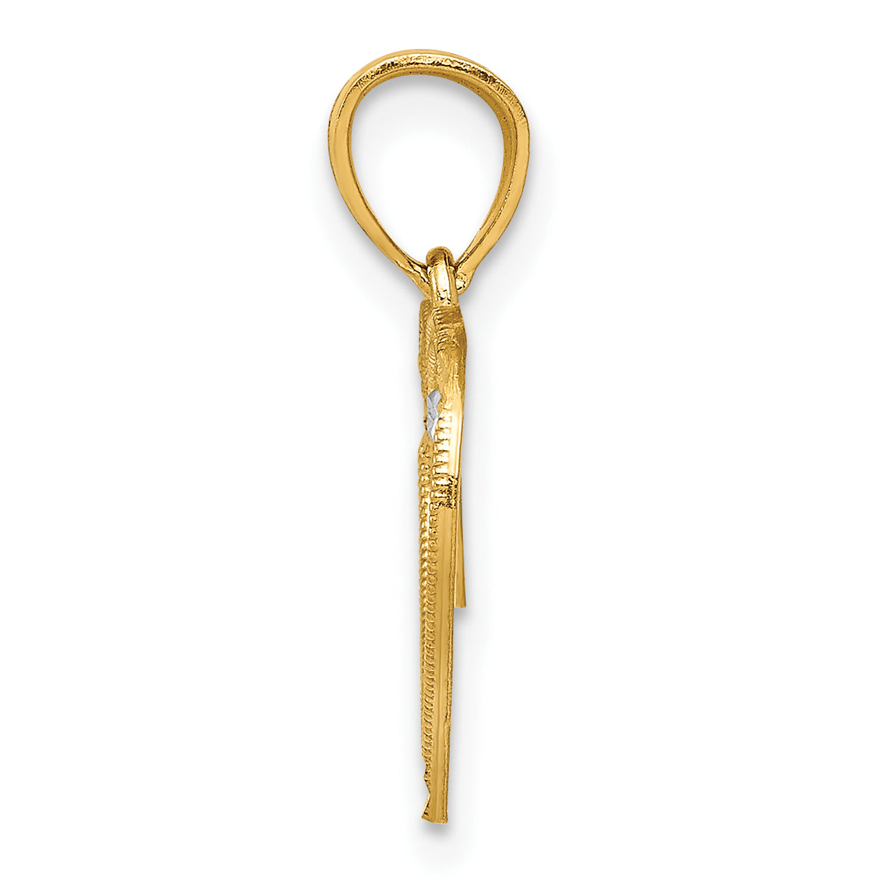 10K Yellow W/Rhodium Heart Charm