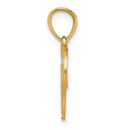 10K Yellow W/Rhodium Heart Charm