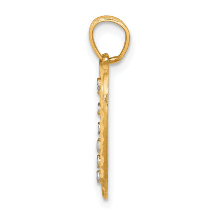 10K Yellow W/Rhodium Heart Charm