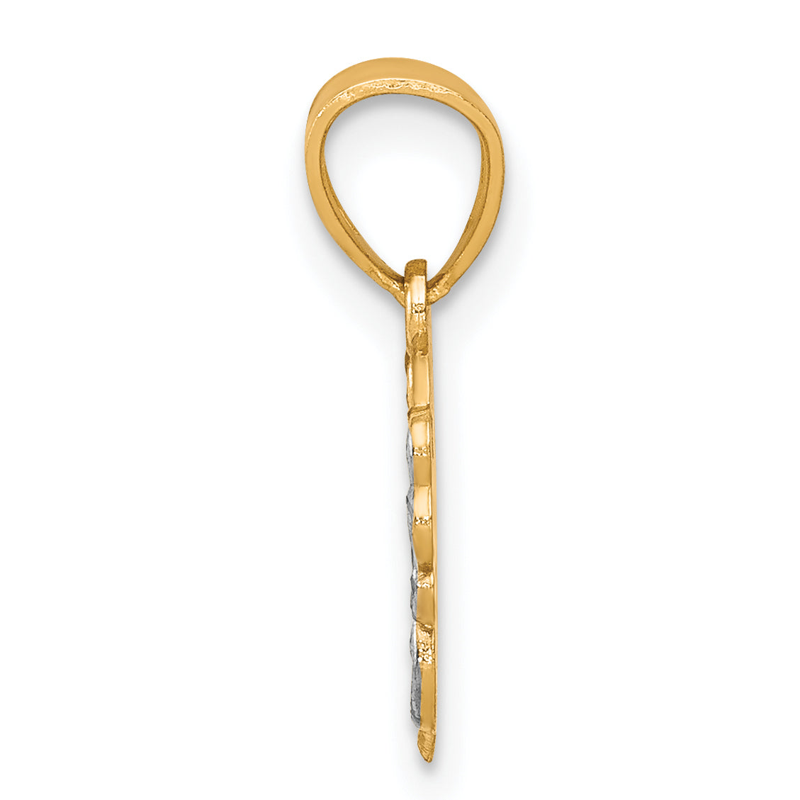 10K Yellow W/Rhodium W/ Rhodium Love Heart Charm