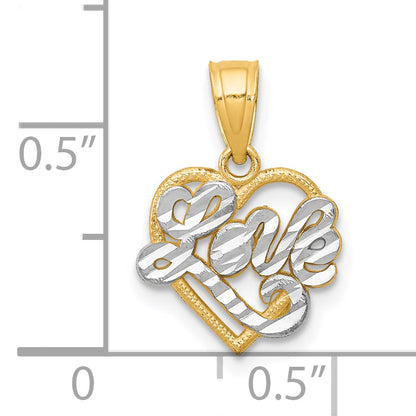 10K Yellow W/Rhodium W/ Rhodium Love Heart Charm