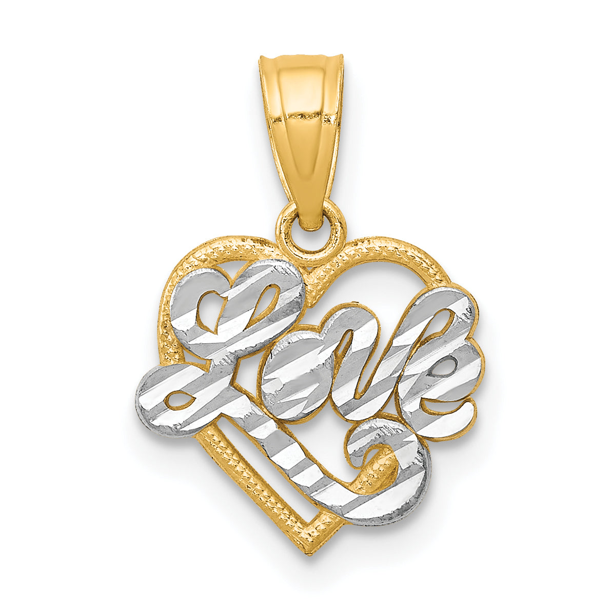10K Yellow W/Rhodium W/ Rhodium Love Heart Charm