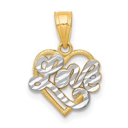 10K Yellow W/Rhodium W/ Rhodium Love Heart Charm