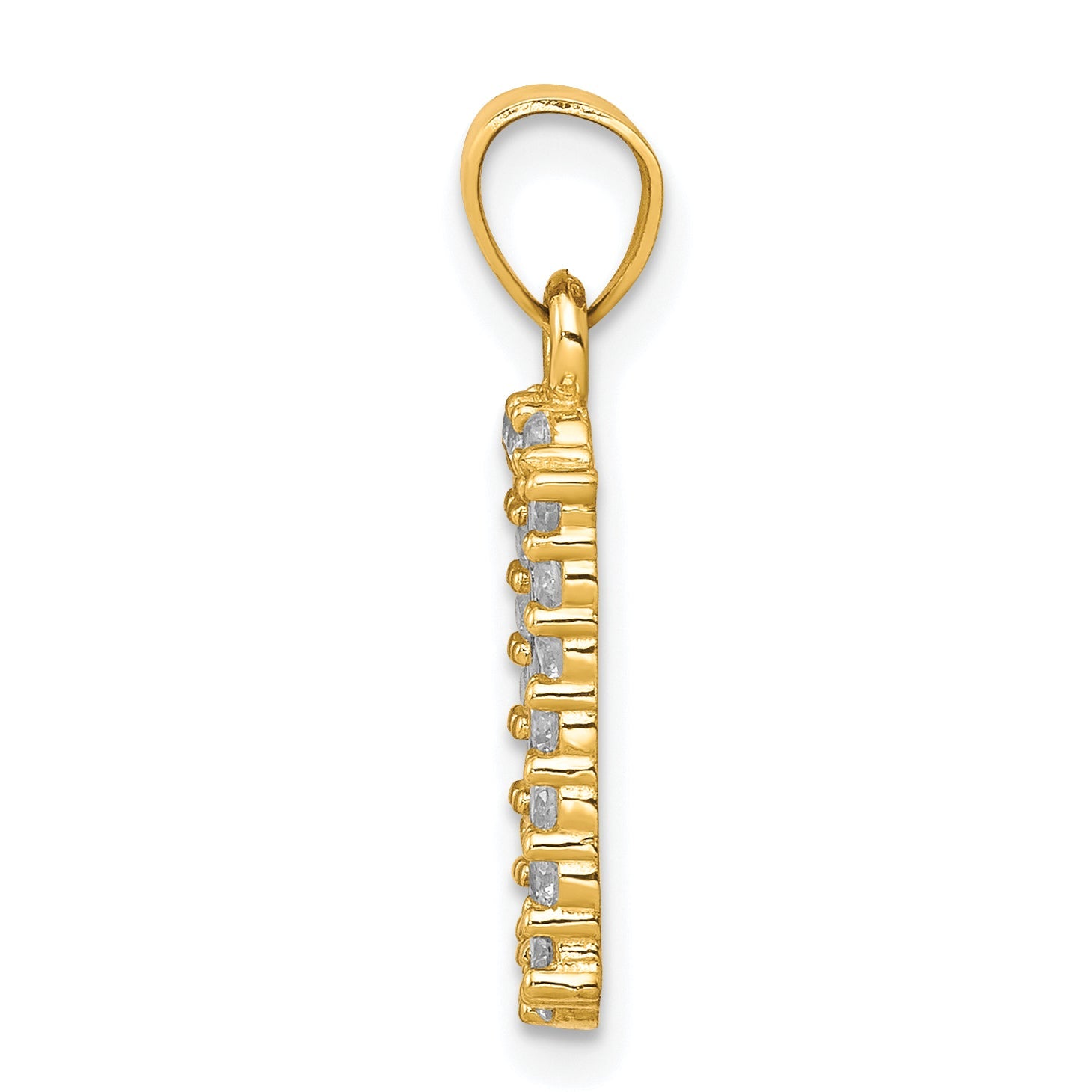 10K Yellow W/Rhodium W/ Rhodium Cz I Love You Charm