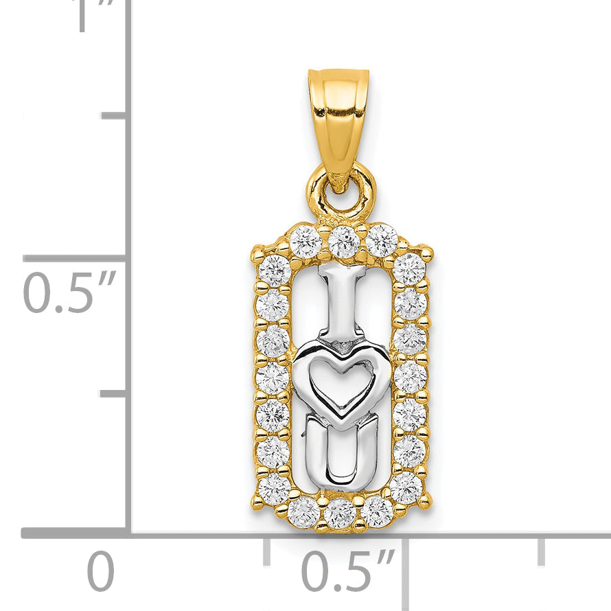 10K Yellow W/Rhodium W/ Rhodium Cz I Love You Charm