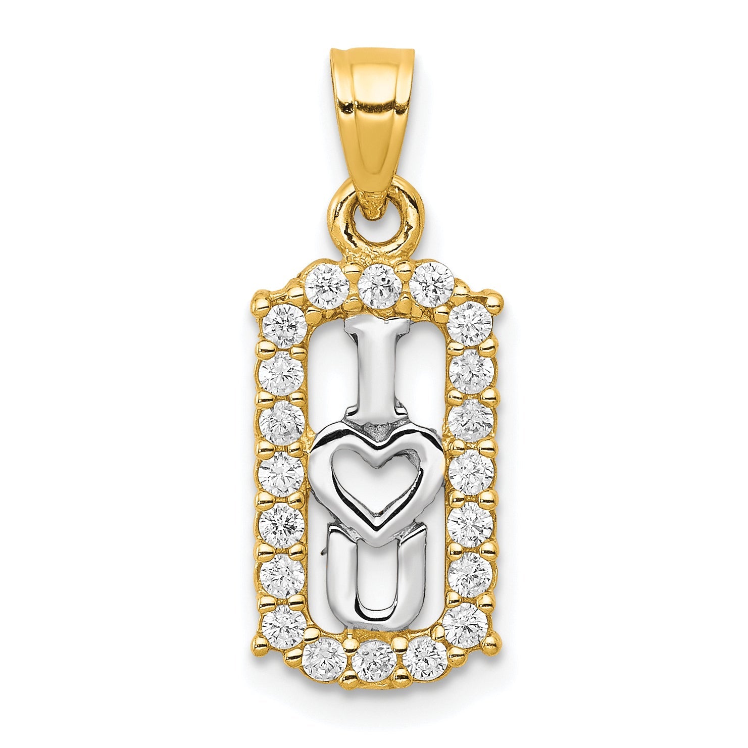 10K Yellow W/Rhodium W/ Rhodium Cz I Love You Charm