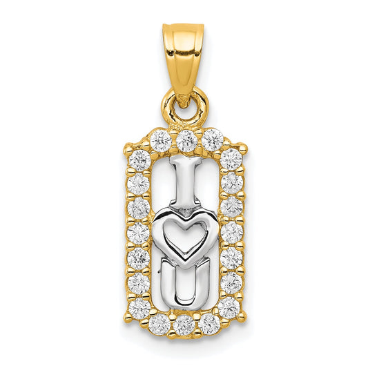 10K Yellow W/Rhodium W/ Rhodium Cz I Love You Charm