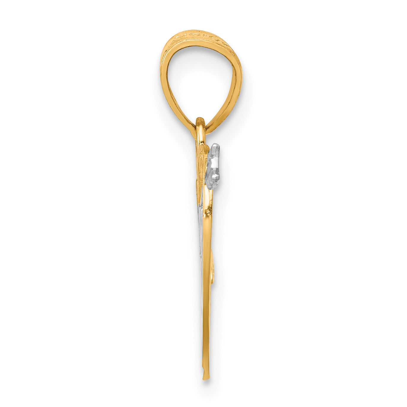 10K Yellow W/Rhodium W/ Rhodium I Love You Heart Charm