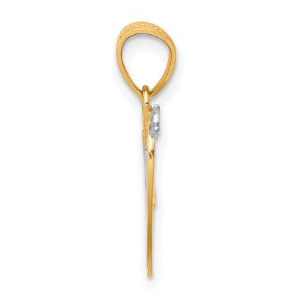 10K Yellow W/Rhodium W/ Rhodium I Love You Heart Charm