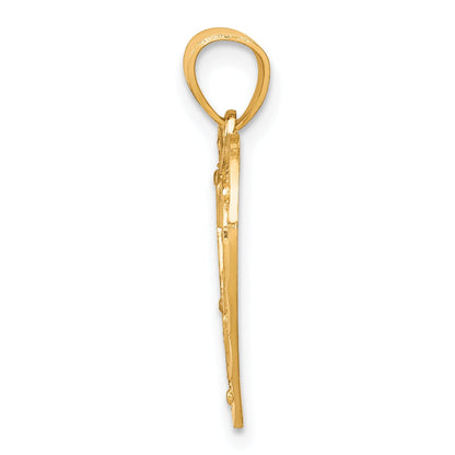 10K Yellow W/Rhodium & Rhodium Mom Heart Charm