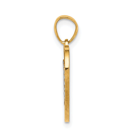 10K Two-Tone W/White Rhodium 15 Heart Pendant