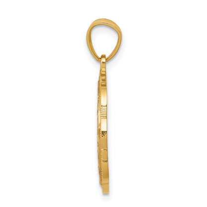 10K Two-Tone W/White Rhodium Sweet 15 Anos Oval Pendant