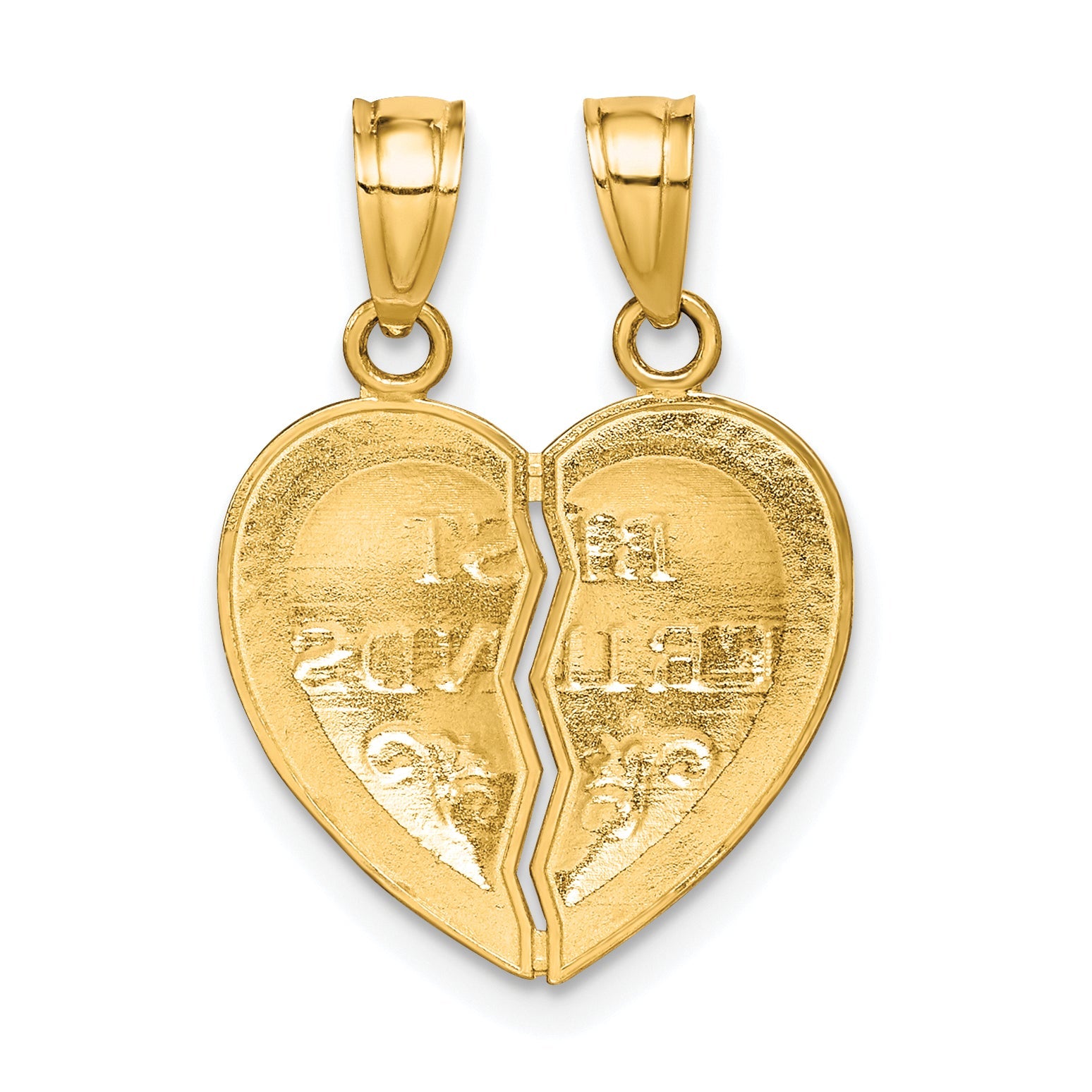 10K Yellow Gold Best Friends Break-A-Part Heart Pendant