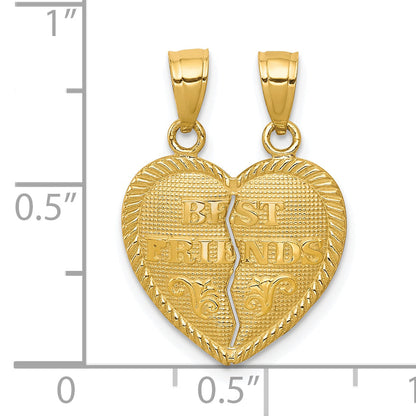 10K Yellow Gold Best Friends Break-A-Part Heart Pendant
