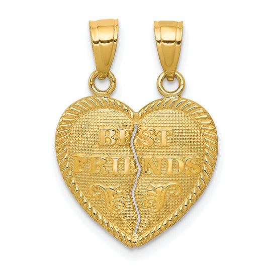 10K Yellow Gold Best Friends Break-A-Part Heart Pendant