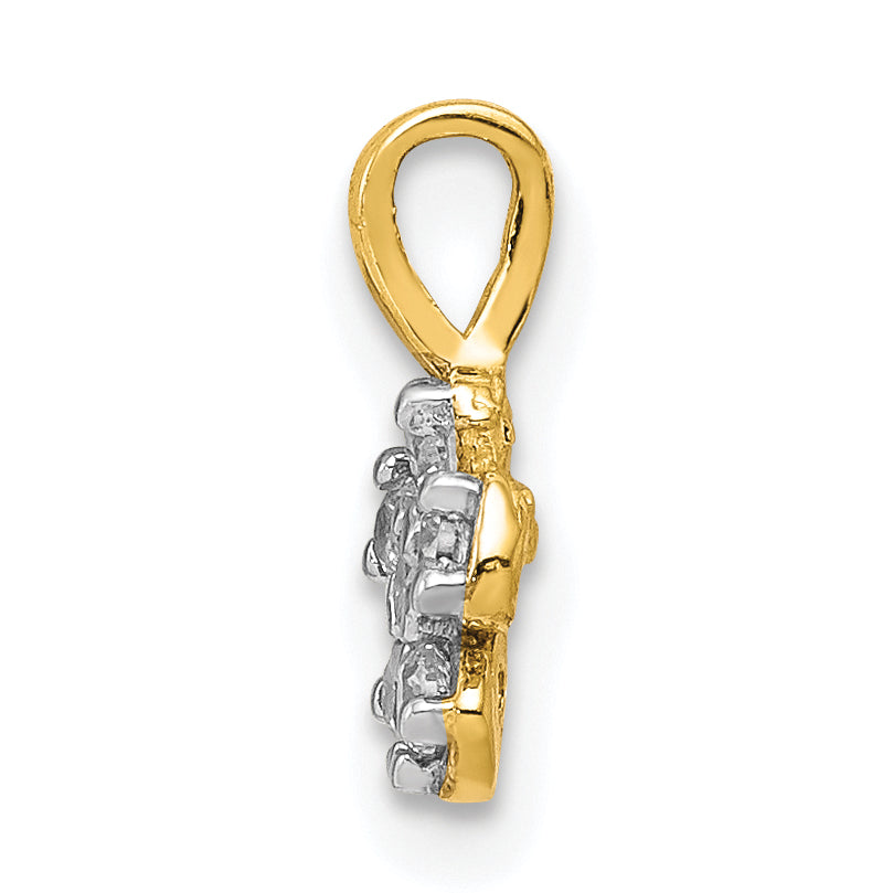 10K Yellow Gold Small Cz Flower Charm