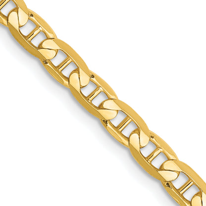 22 Inch 10K Yellow Gold 3.75mm Concave Anchor Chain Necklace