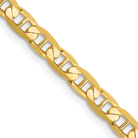 2 Inch 10K Yellow Gold 3.75mm Concave Anchor Chain Necklace