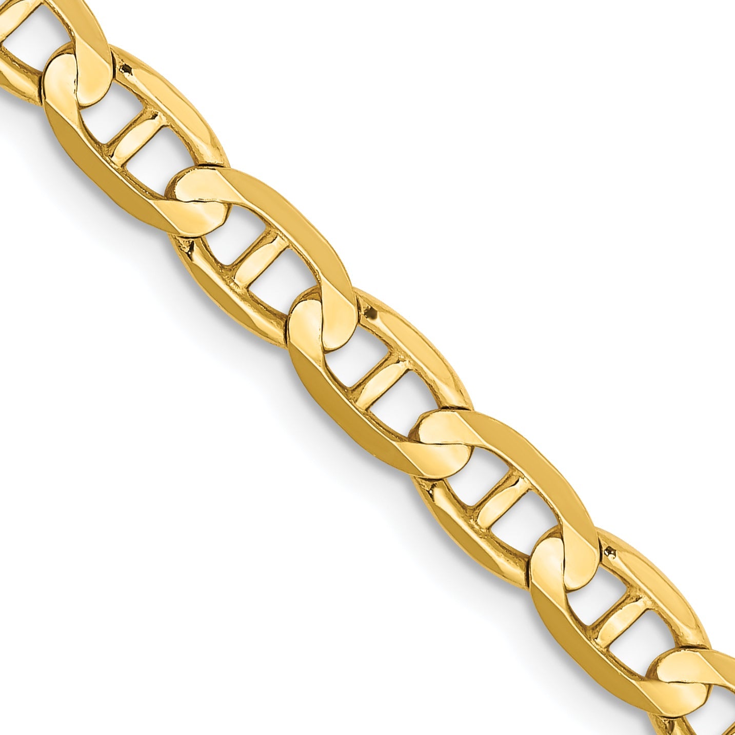 22 Inch 10K Yellow Gold 4.5mm Concave Anchor Chain Necklace