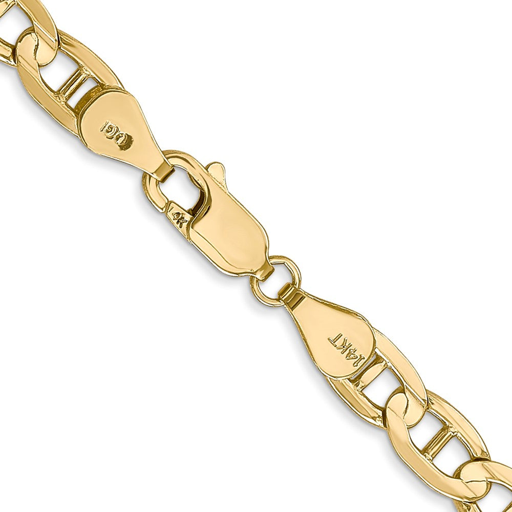 22 Inch 10K Yellow Gold 10K 5.25mm Concave Anchor Chain Necklace
