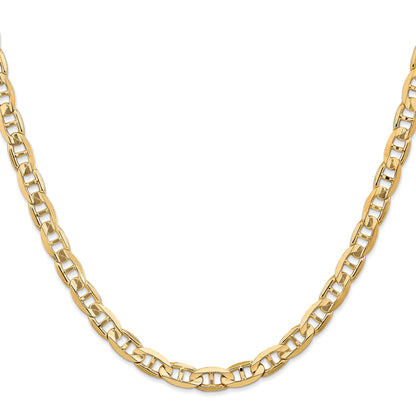 22 Inch 10K Yellow Gold 10K 6.25mm Concave Anchor Chain Necklace