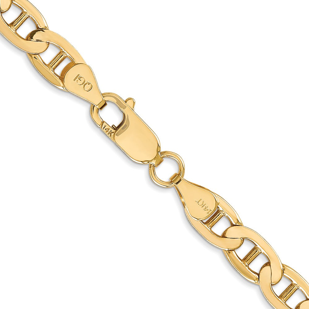 2 Inch 10K Yellow Gold 10K 6.25mm Concave Anchor Chain Necklace