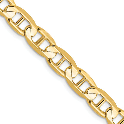 22 Inch 10K Yellow Gold 10K 6.25mm Concave Anchor Chain Necklace