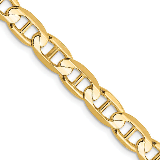 2 Inch 10K Yellow Gold 10K 6.25mm Concave Anchor Chain Necklace