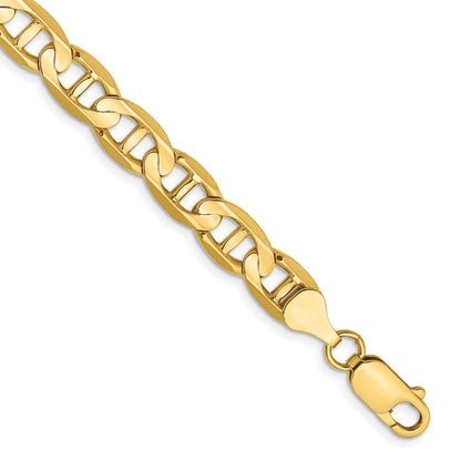 9 Inch 10K Yellow Gold 7mm Concave Anchor Chain Bracelet
