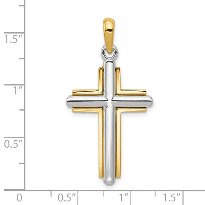 10K Two-Tone Cross Pendant