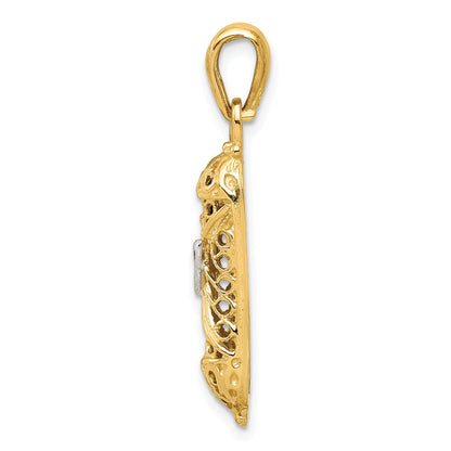 10K Yellow W/Rhodium & Rhodium Mezuzah W/Shin Charm