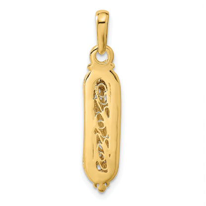 10K Yellow W/Rhodium & Rhodium Mezuzah W/Shin Charm
