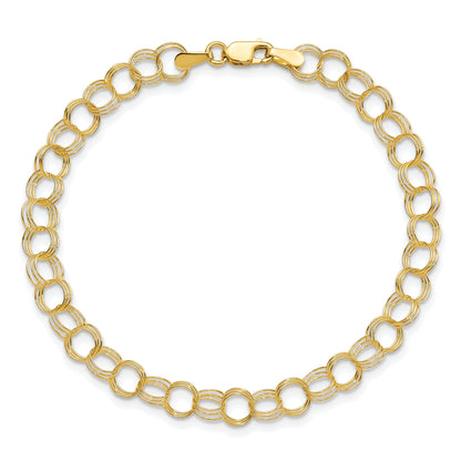 10K Yellow Gold Triple Link Charm Bracelet