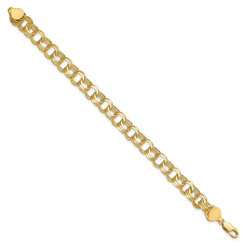 10K Yellow Gold Triple Link Charm Bracelet