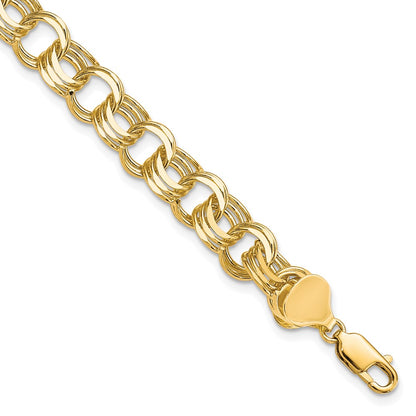10K Yellow Gold Triple Link Charm Bracelet