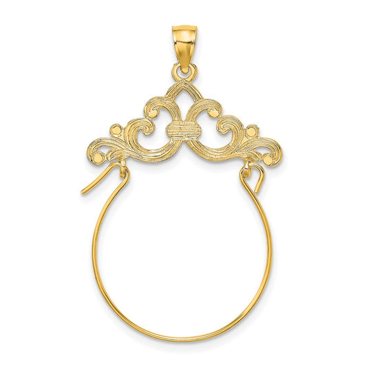 10K Yellow Gold 10K Scroll Framed Charm Holder