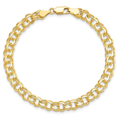 10K Yellow Gold 10Ky Solid Double Link Charm Bracelet