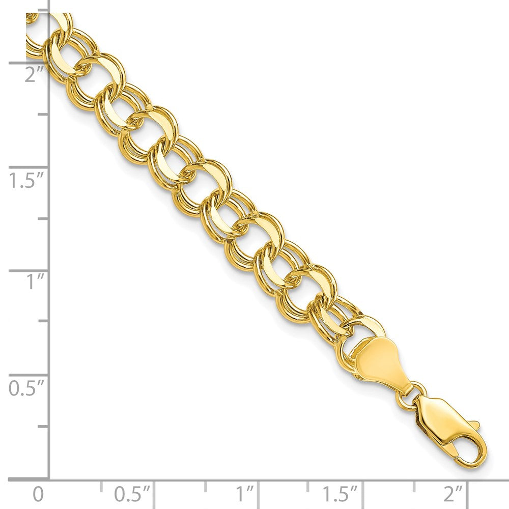 10K Yellow Gold Solid Double Link Charm Bracelet