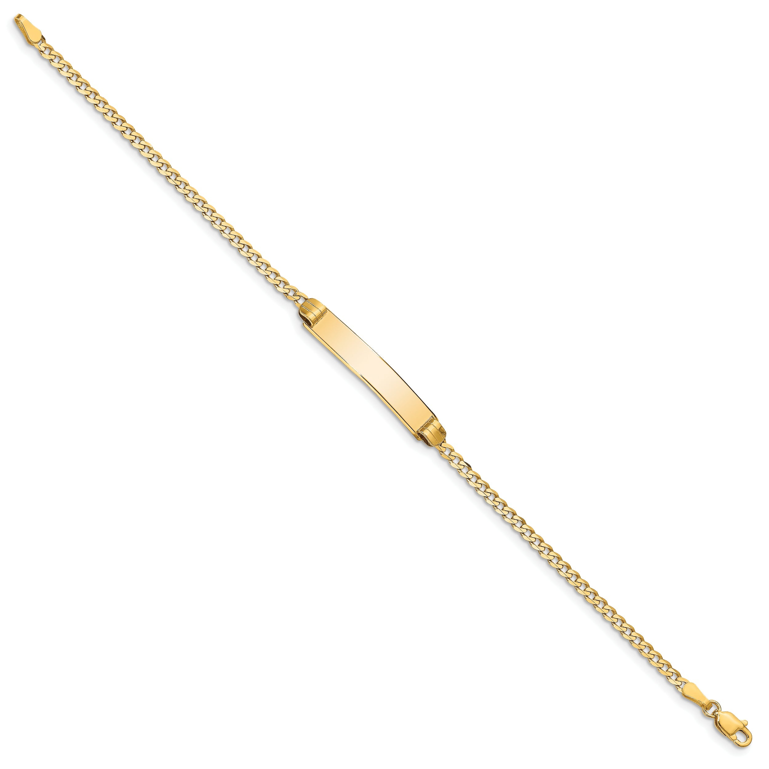 10K Yellow Gold Flat Curb Link Id Bracelet