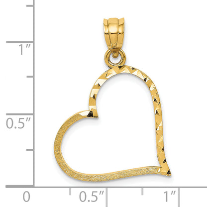 10K Yellow Gold 10K Satin Diamond-Cut Crooked Heart Pendant