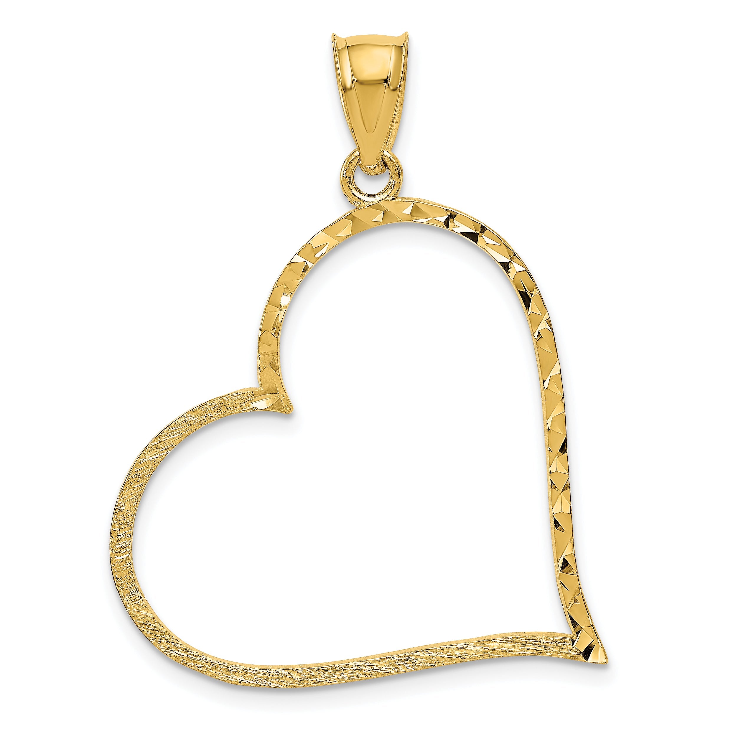 10K Yellow Gold 10K Satin Diamond-Cut Crooked Heart Pendant