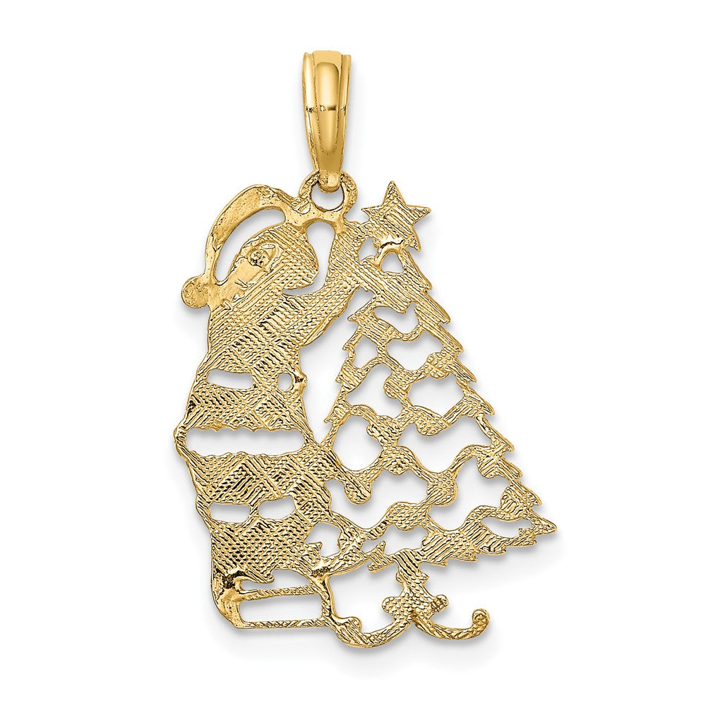10K Yellow Gold 10K Polished Christmas Tree And Santa Pendant
