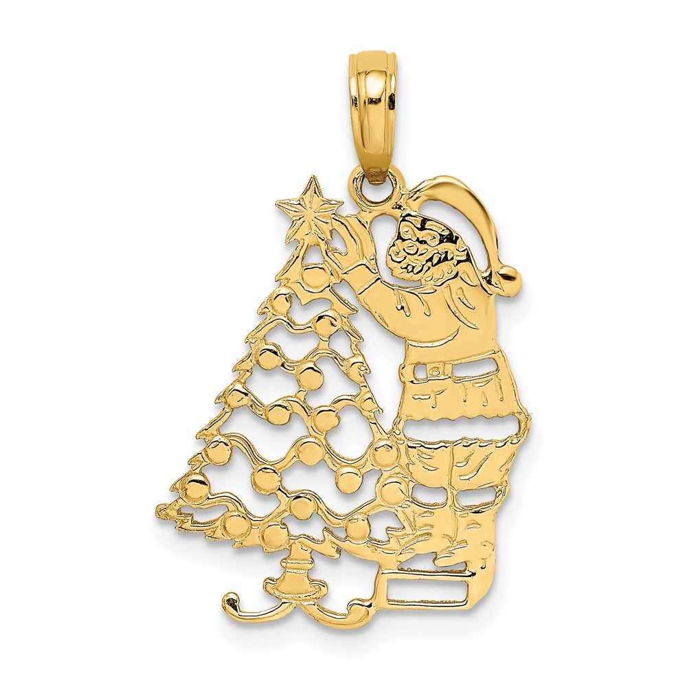 10K Yellow Gold 10K Polished Christmas Tree And Santa Pendant