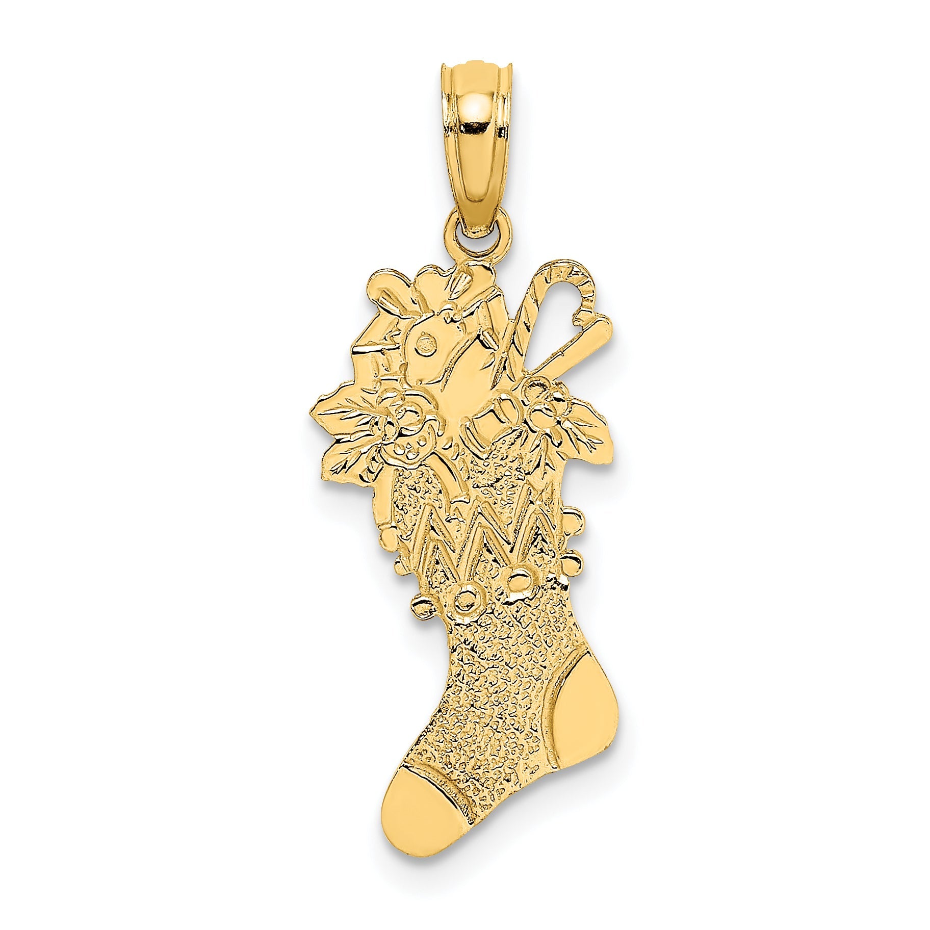 10K Yellow Gold 10K Polished Christmas Stocking Pendant