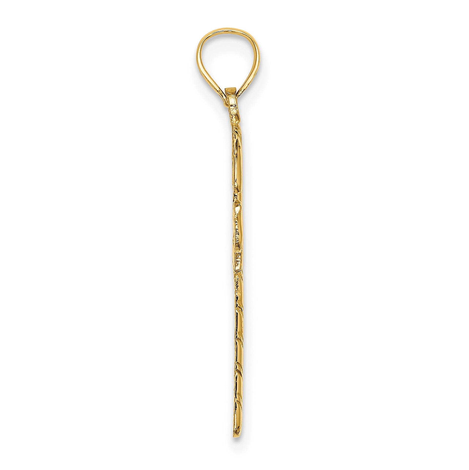 10K Yellow Gold 10K Solid Polished Candy Cane Pendant