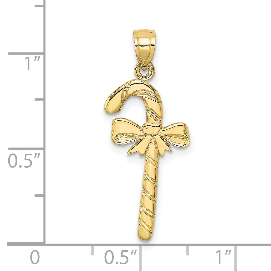 10K Yellow Gold 10K Solid Polished Candy Cane Pendant